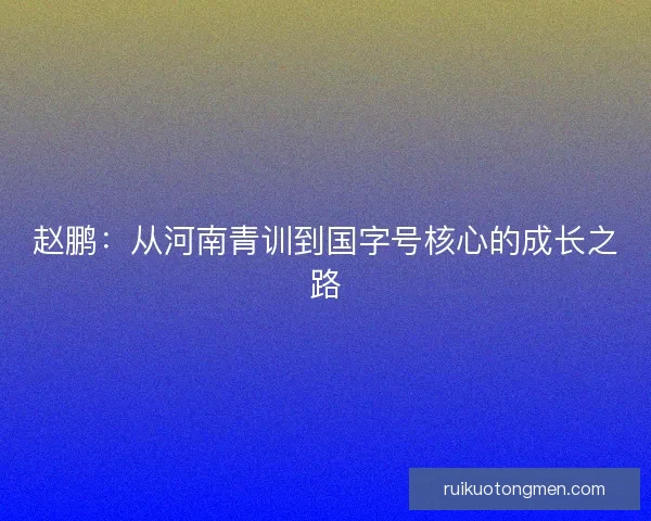 赵鹏：从河南青训到国字号核心的成长之路